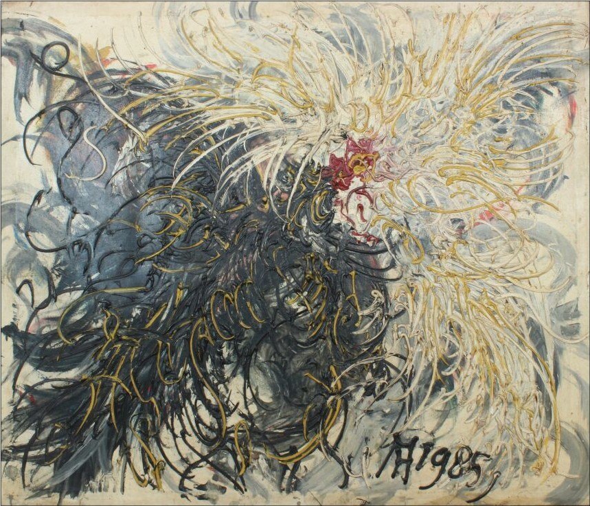 Abstract (Roosters in Combat) by Affandi Koesoema
